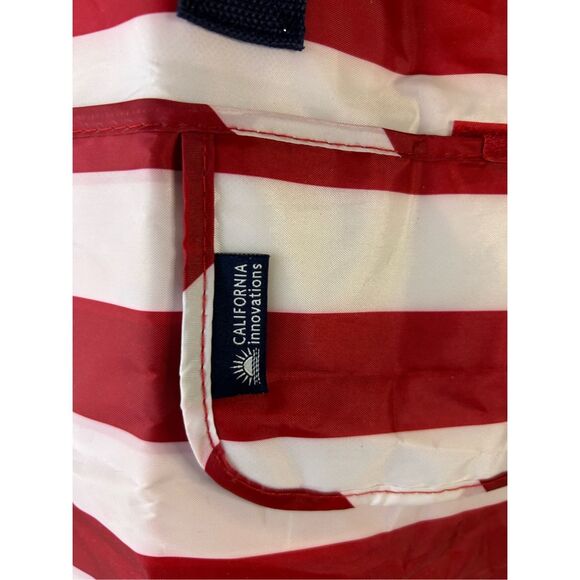 California Innovations insulated bag flag stripes foldable packable compact tote - Picture 3 of 8